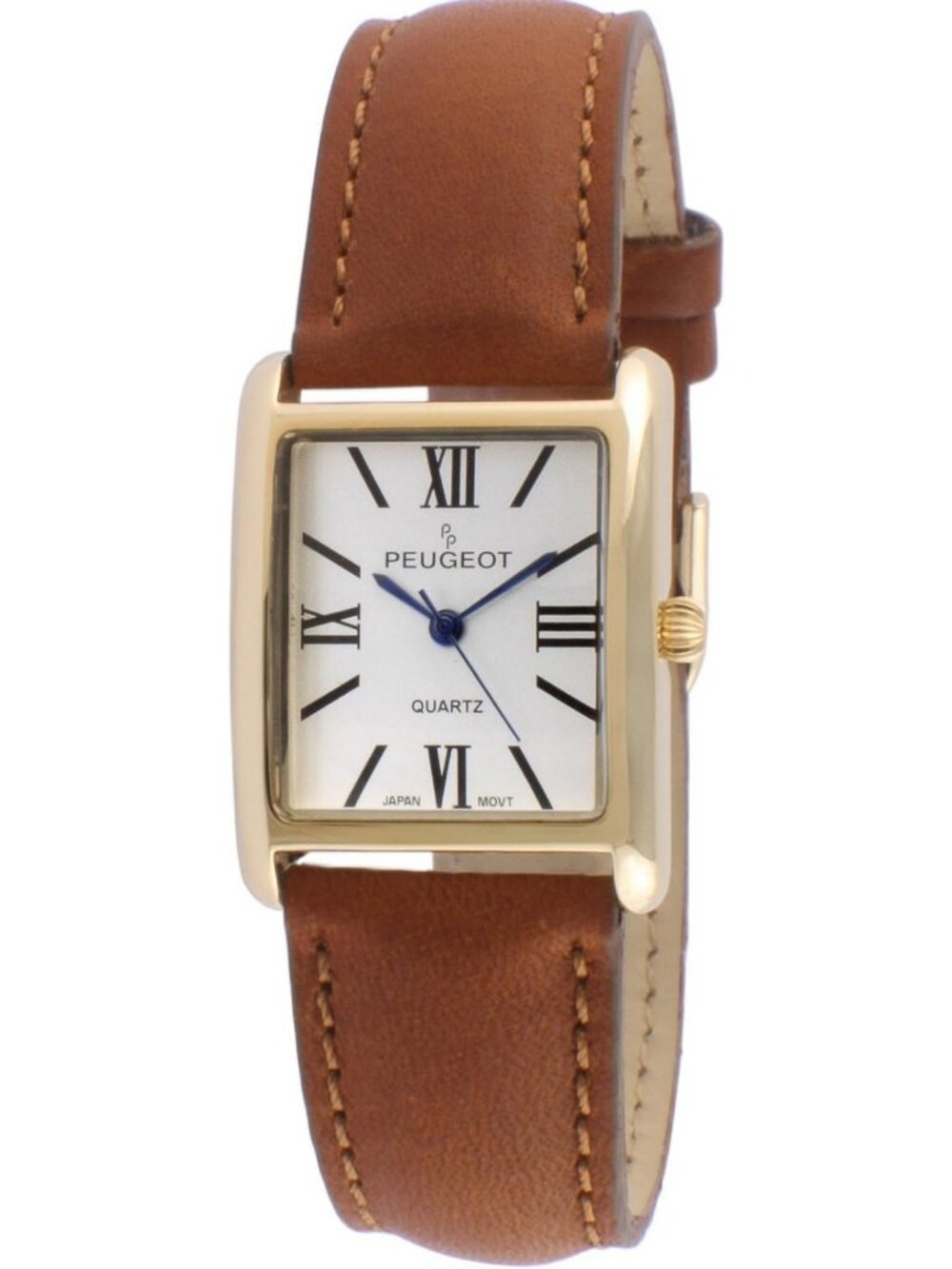 Elegant 14K Gold Plated & Silver-Tone Leather Dress Watch with Roman Numerals